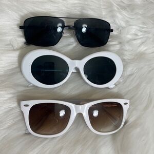 Bundle of 3 Stylish White Black Sunglasses